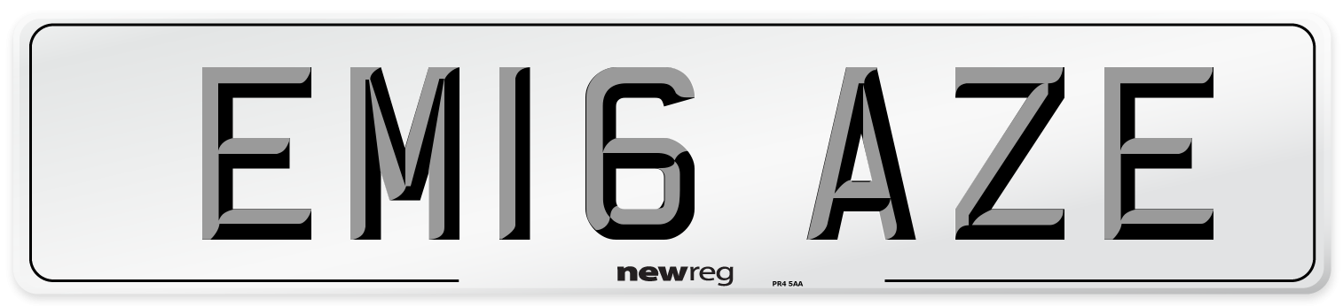 EM16 AZE Number Plate from New Reg